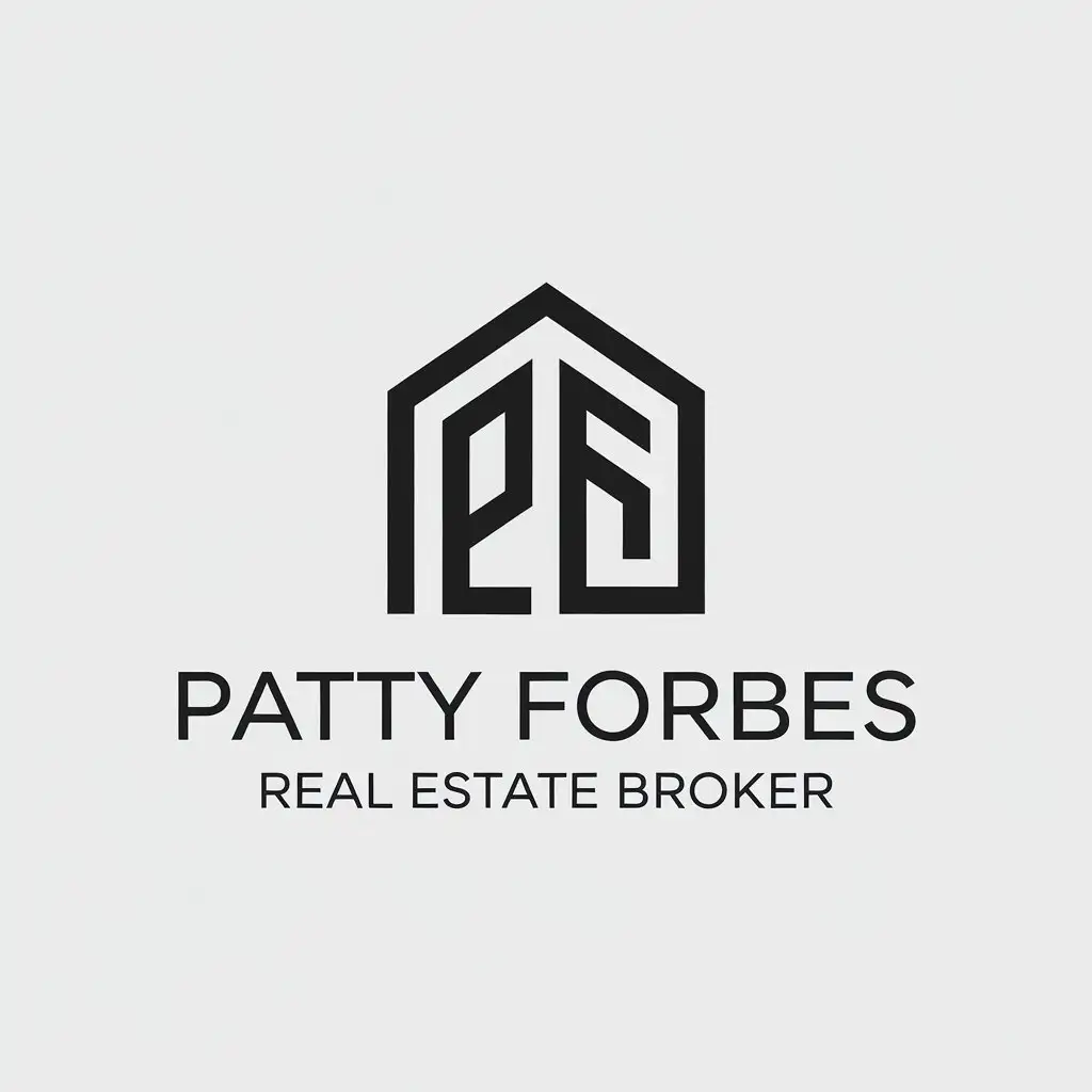 LOGO Design for Patty Forbes Real Estate Broker Monochrome Modern Minimalist with Home Icon