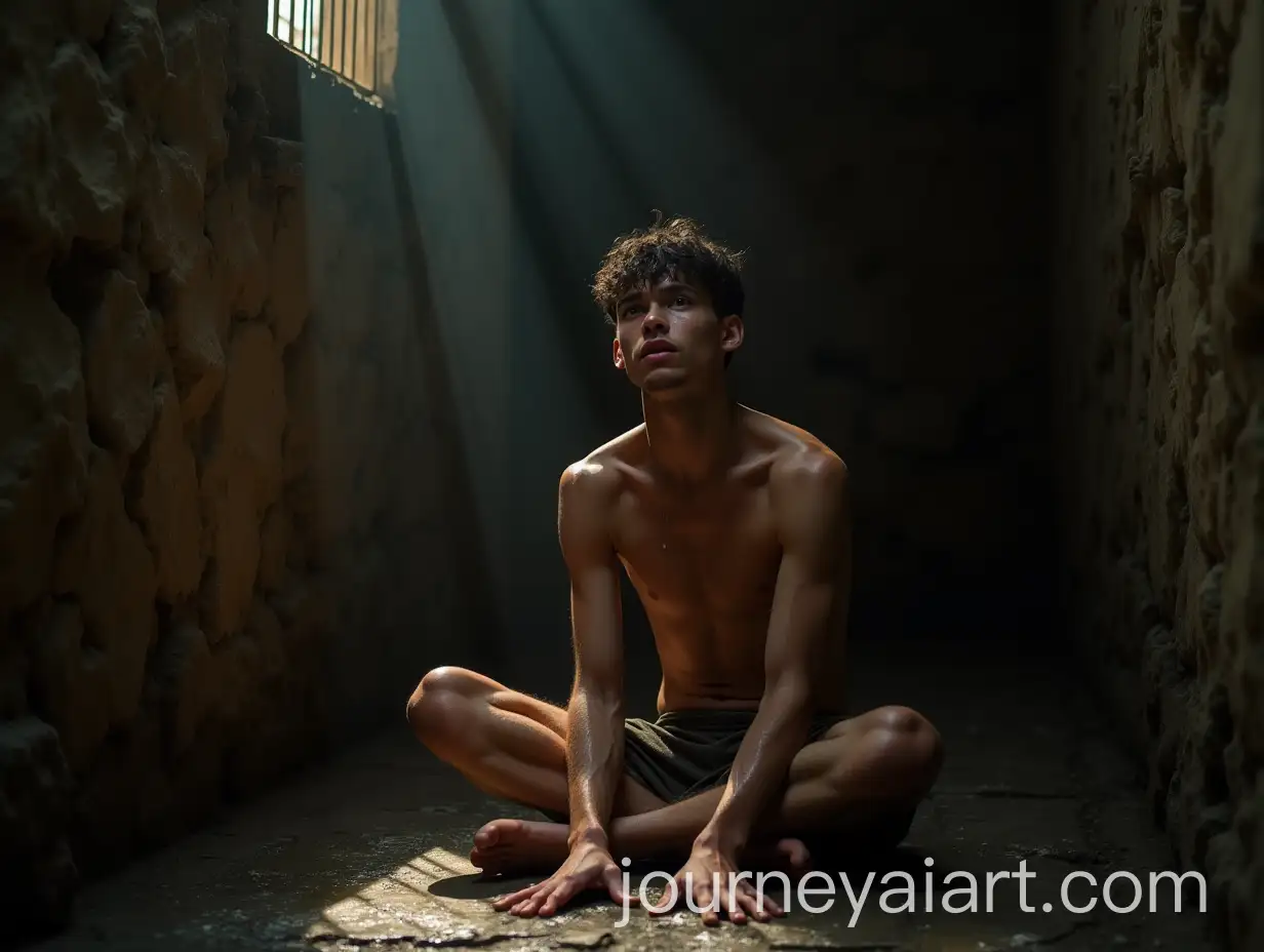 Desperate-Young-Man-in-Ancient-Prison-Cell-Barefoot-and-Vulnerable