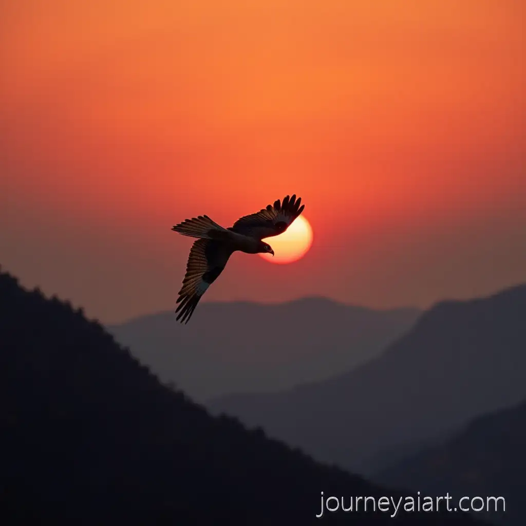 Falcon-in-Carpathian-MountainsFalcon-Flying-Over-Carpathian-Mountains-at-Sunset