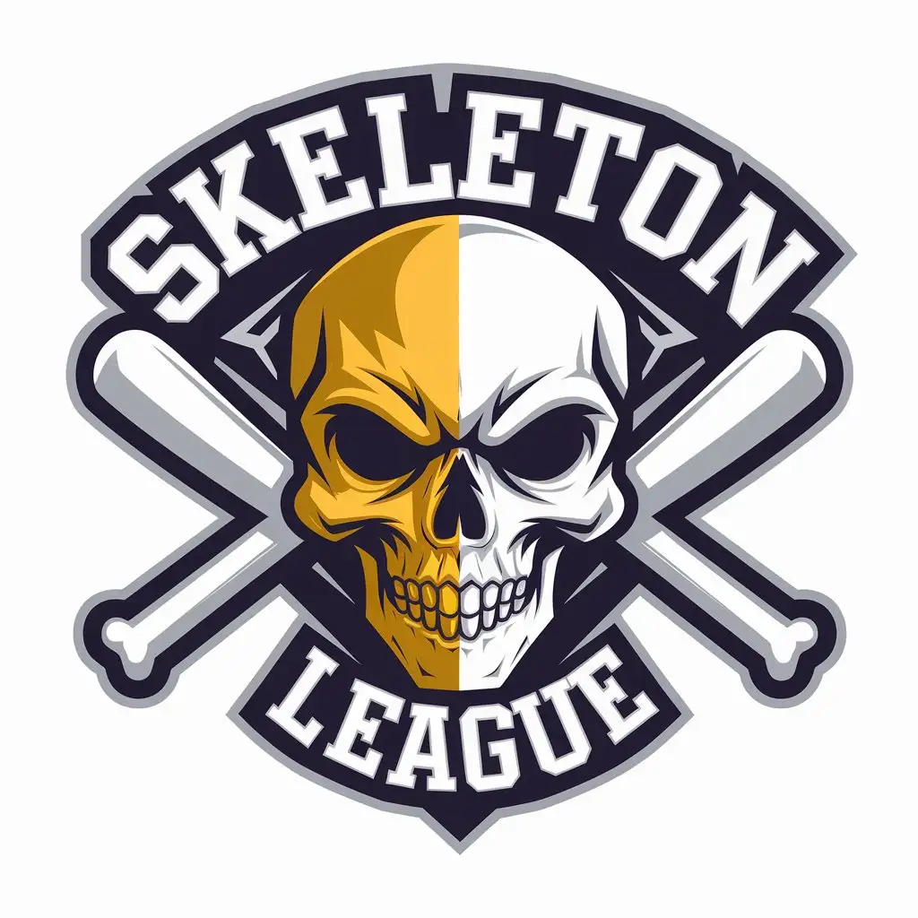 LOGO Design for Skeleton League Skull Symbol with Two Colors for Technology Industry