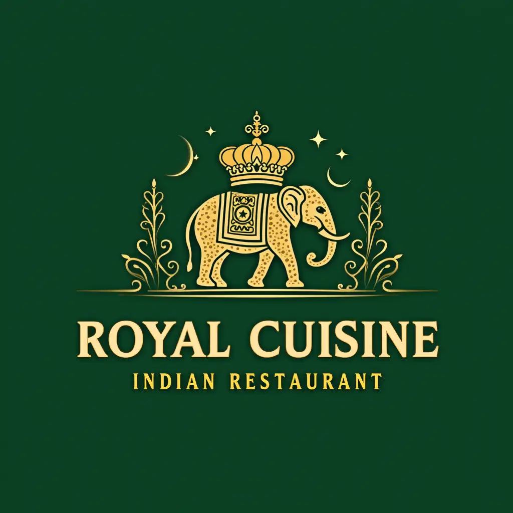 Royal-Cuisine-Indian-Restaurant-Logo-Featuring-an-Elephant-and-Crown