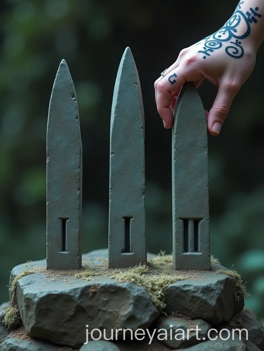 Ancient-Stone-Levers-with-Roman-Numerals-and-Rune-Tattoos