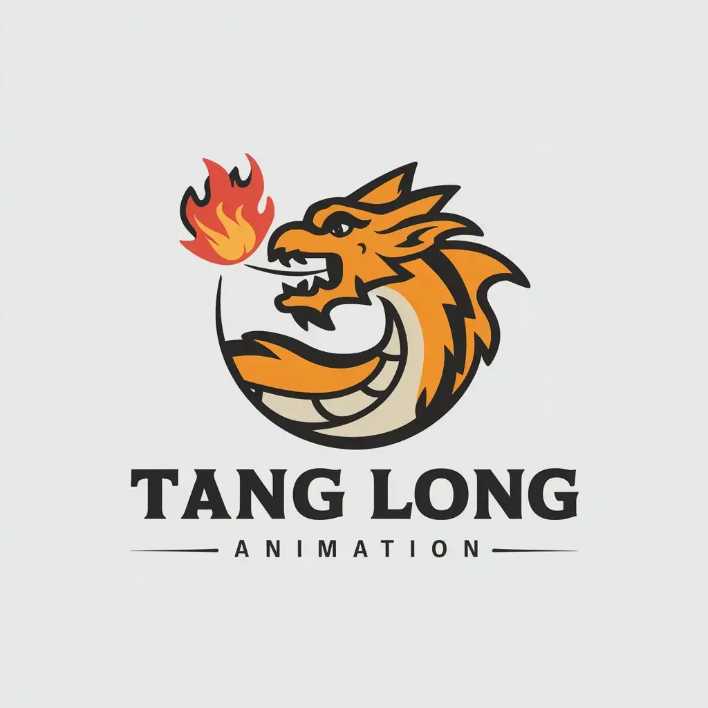 a vector logo design,with the text "Tang Long animation", main symbol:spitting fire dragon,Moderate,be used in Entertainment industry,clear background