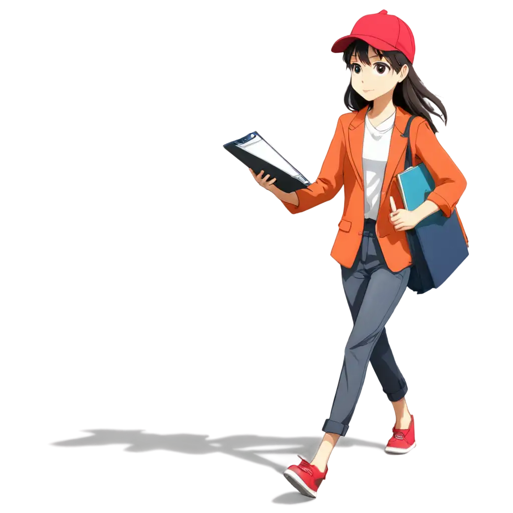 Short-Anime-Lady-Walking-Fast-with-Clipboard-PNG-Image-for-Crisp-Detail-and-Quality