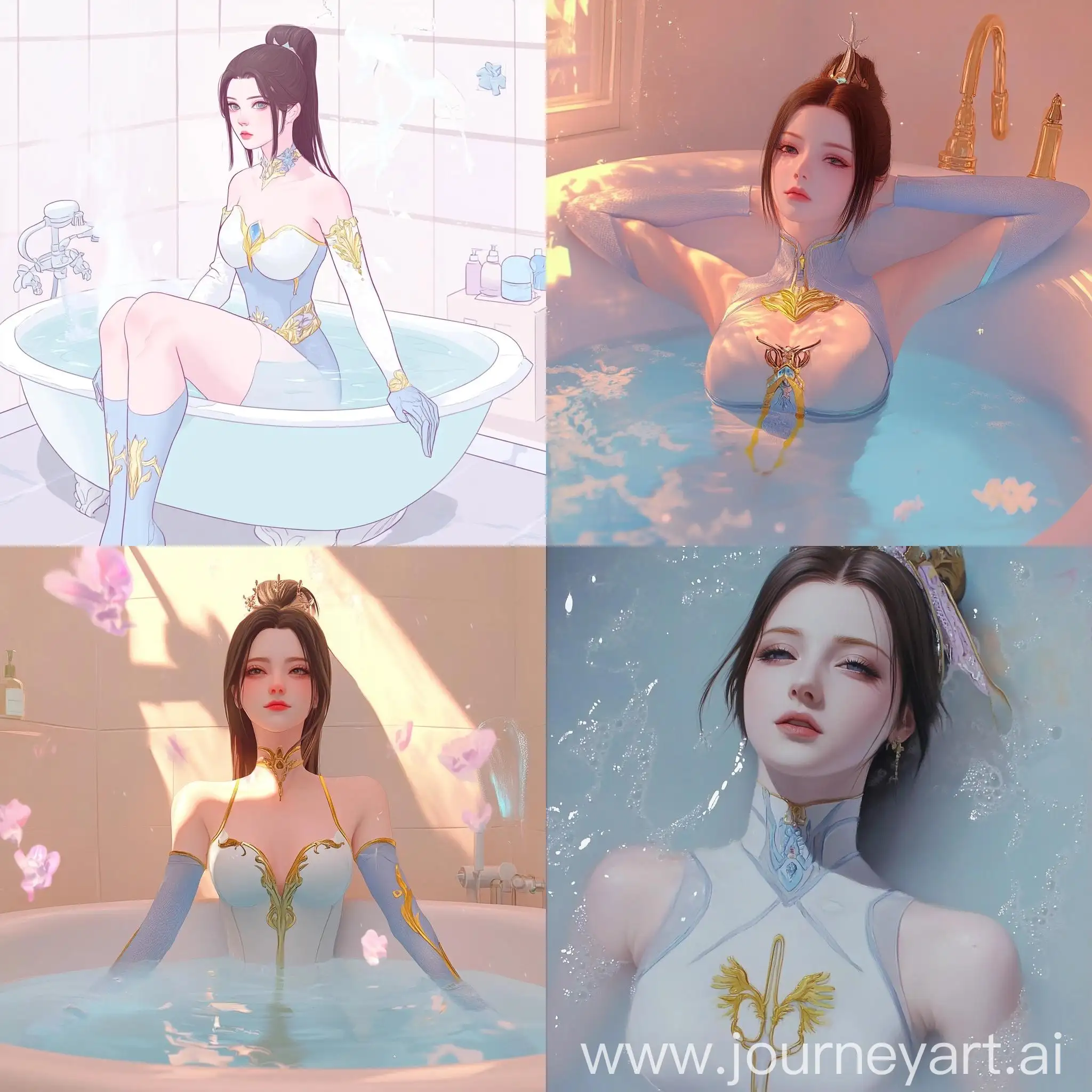 Blushing-Woman-Taking-a-Bath