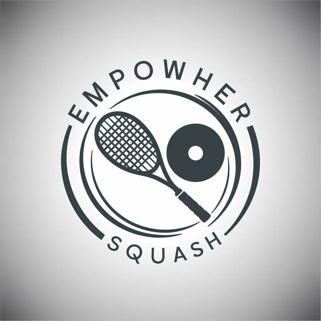 LOGO Design for EmpowHER Squash Dynamic Racket and Ball with Minimalistic Style