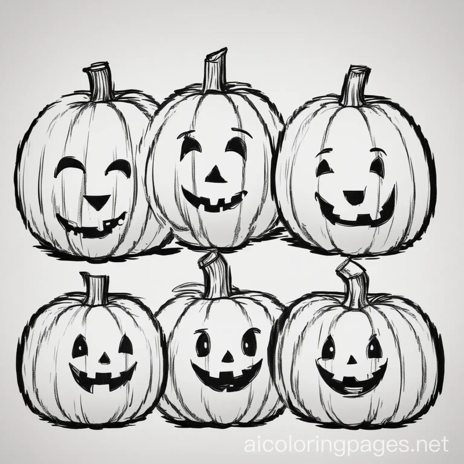 Cute-Hip-Hop-Smiling-Pumpkins-Coloring-Page