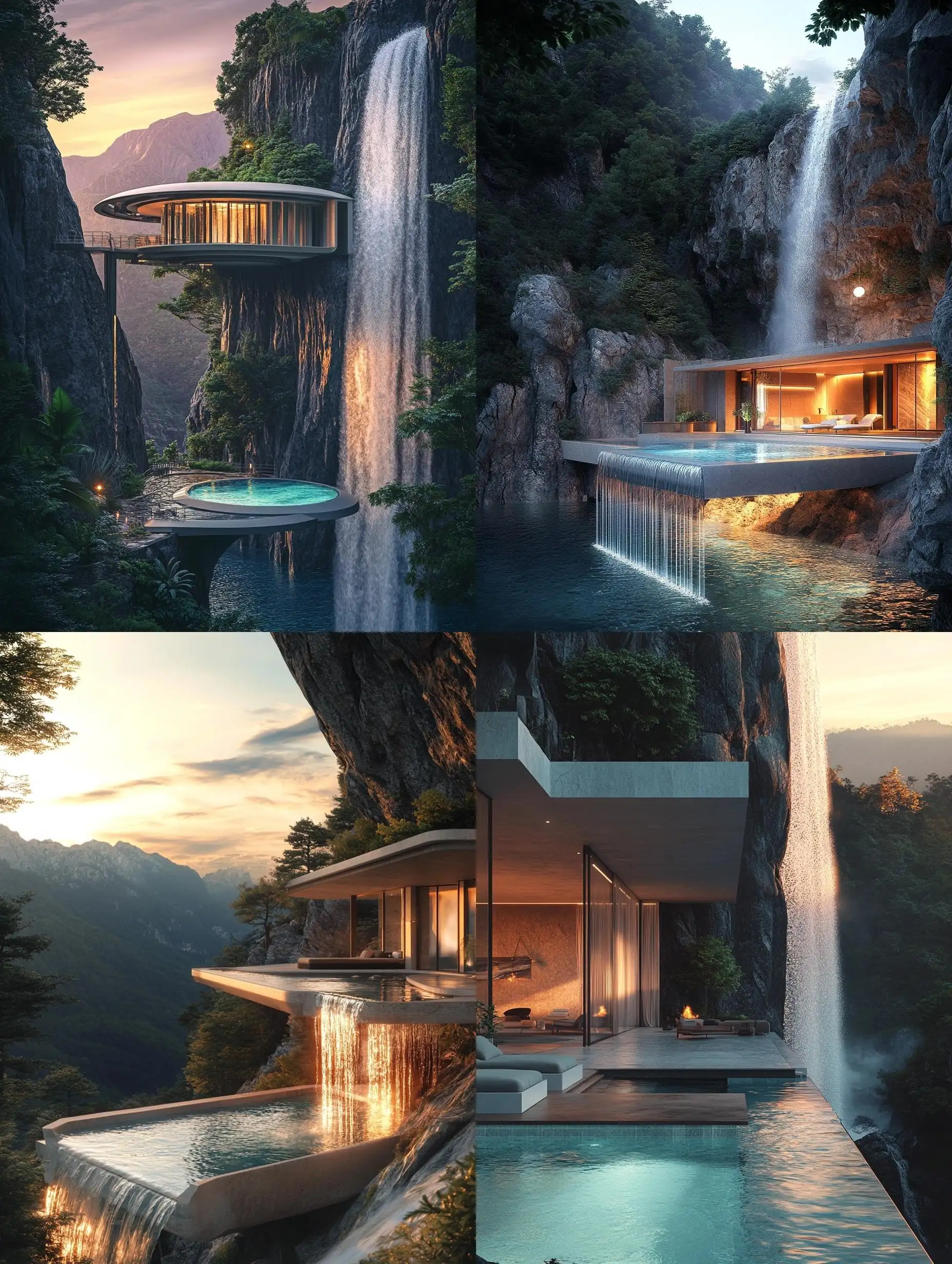 Biomechanical-Mountain-House-with-Pool-and-Waterfall