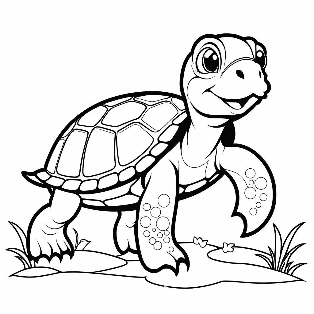 friendly cartoon character, turtle , nursery ryhme, Coloring Page, black and white, line art, white background, Simplicity, Ample White Space. The background of the coloring page is plain white to make it easy for young children to color within the lines. The outlines of all the subjects are easy to distinguish, making it simple for kids to color without too much difficulty, Coloring Page, black and white, line art, white background, Simplicity, Ample White Space. The background of the coloring page is plain white to make it easy for young children to color within the lines. The outlines of all the subjects are easy to distinguish, making it simple for kids to color without too much difficulty, Coloring Page, black and white, line art, white background, Simplicity, Ample White Space. The background of the coloring page is plain white to make it easy for young children to color within the lines. The outlines of all the subjects are easy to distinguish, making it simple for kids to color without too much difficulty