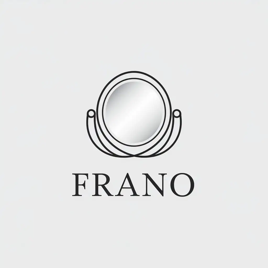 a vector logo design,with the text "FRANO", main symbol:mirror,Minimalistic,be used in Beauty Spa industry,clear background