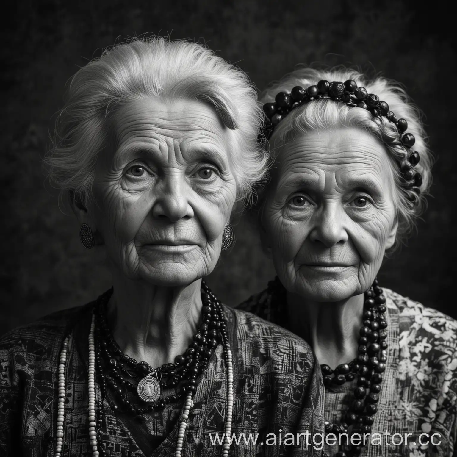 Soviet-Union-Grandmothers-Portrait-with-Natural-Stone-Beads