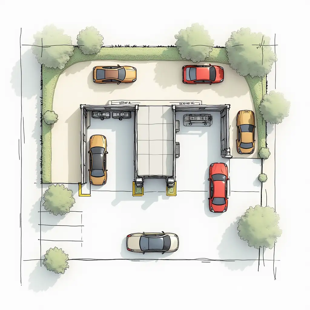 Car-Service-Project-2D-Top-View-Render-with-Zoning-Cars-and-Tires