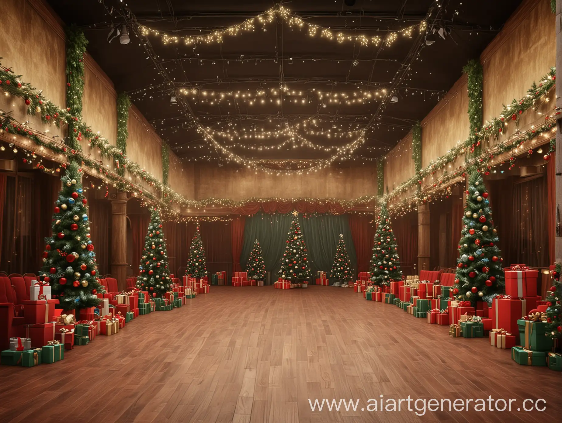 Festive-New-Years-Theater-Hall-Adorned-with-Christmas-Trees-and-Lights