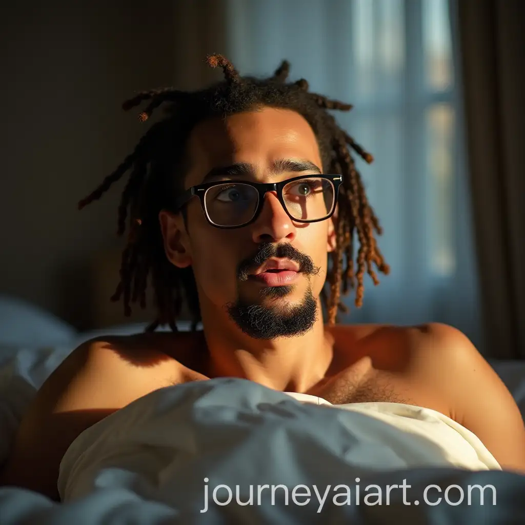 Man-Waking-Up-in-Bright-Bedroom-with-Sunlight-Streaming-In