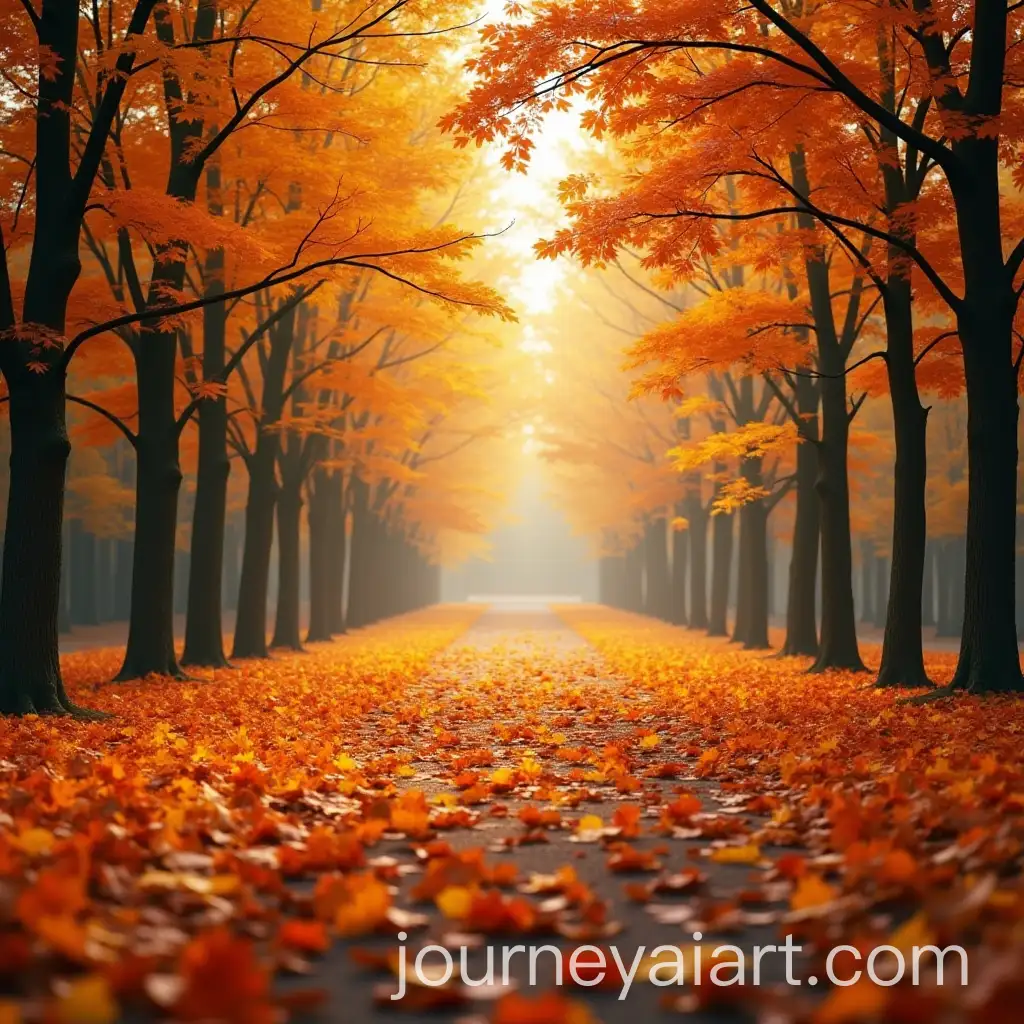 Vibrant-Autumn-Leaves-Gently-Falling-in-a-Serene-Park