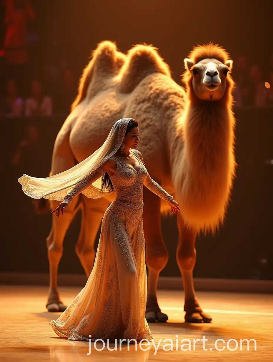 Arab-Woman-Dancing-Elegantly-with-Camel-on-Americas-Got-Talent-Stage