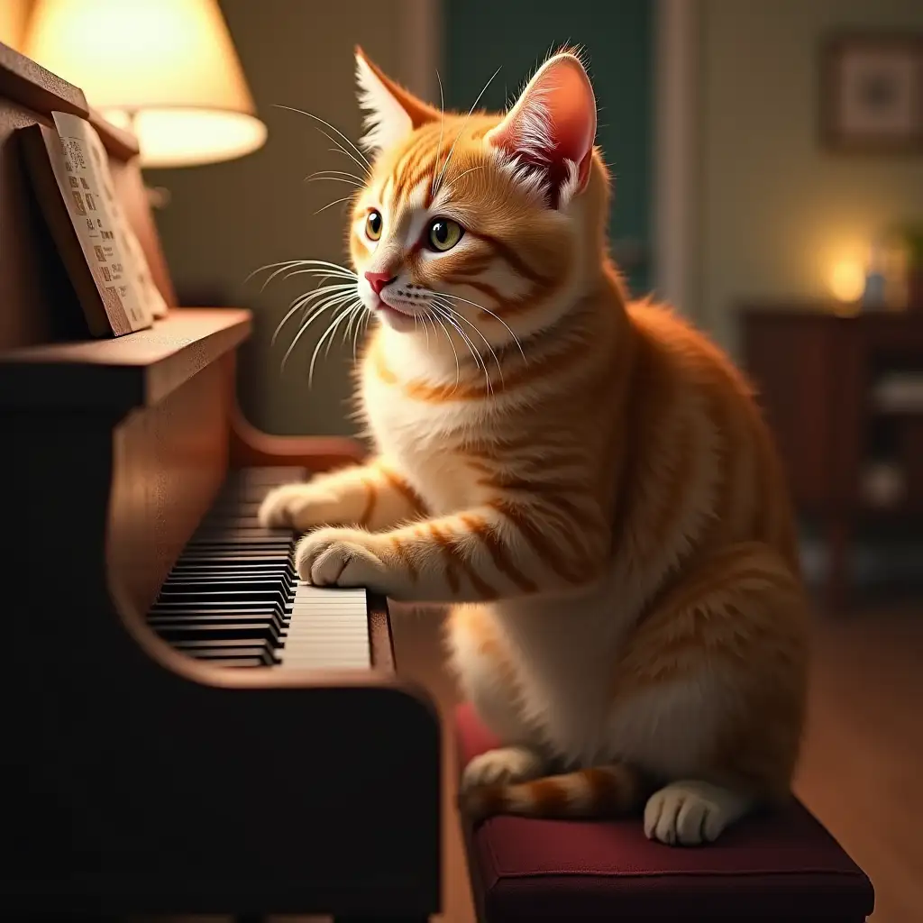 Nora the piano cat, plays the piano