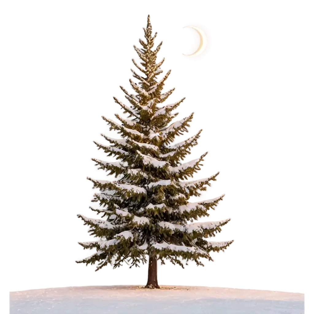 Christmas-Tree-in-the-Snow-PNG-A-Stunning-Winter-Evening-Scene-with-the-Moon