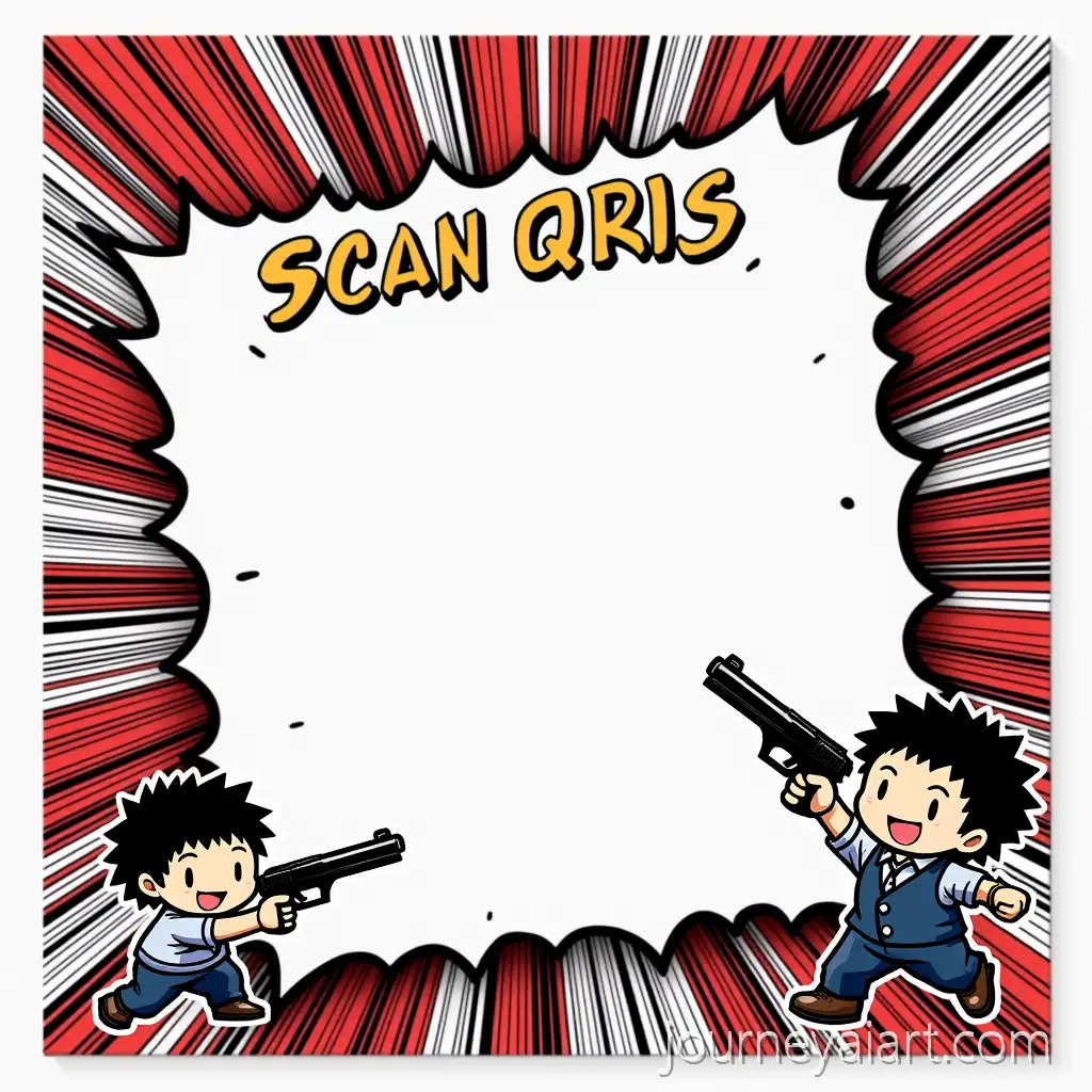 Chibi-Sakamoto-and-Shin-Action-Scene-with-Manga-QR-Code-Frame
