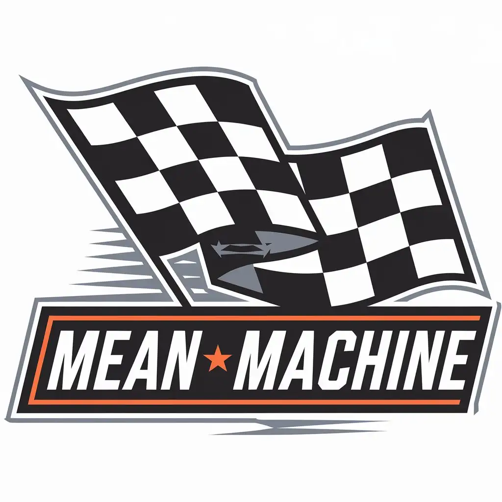 LOGO Design for Mean Machine Checkered Flag Symbol with Automotive Industry Theme