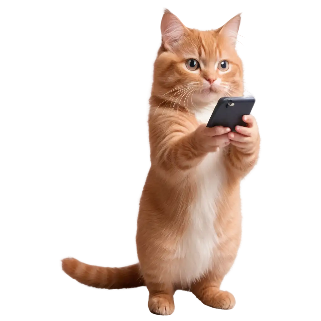 Adorable-Cat-Holding-Mobile-Phone-PNG-Image-Explore-Cute-Reels-Scrolling