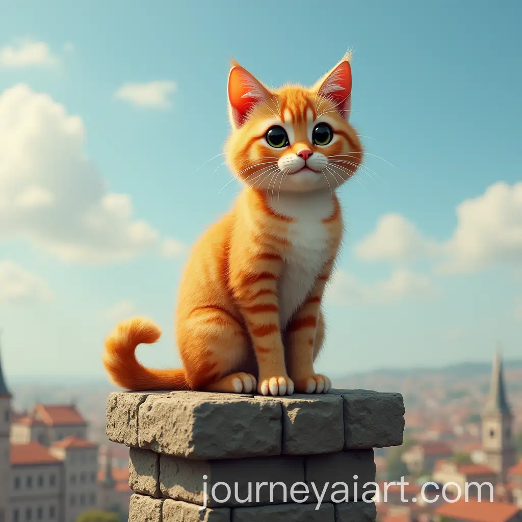 Cat-on-Tower-with-Dramatic-Sky-Background