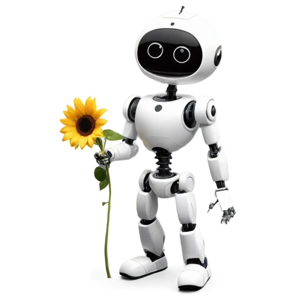 Anthropomorphic-Robot-Holding-Sunflower-PNG-Image-Bright-and-Playful-Concept-for-Online-Content