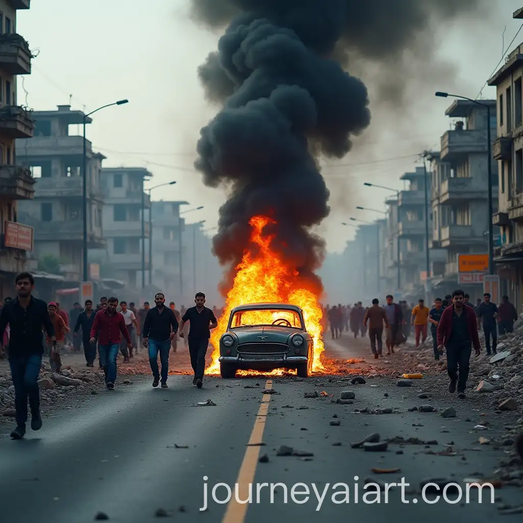 WarTornAI-Image-Prompt-Expansion-Urban-Street-with-Burning-Car-and-Panicked-Civilians