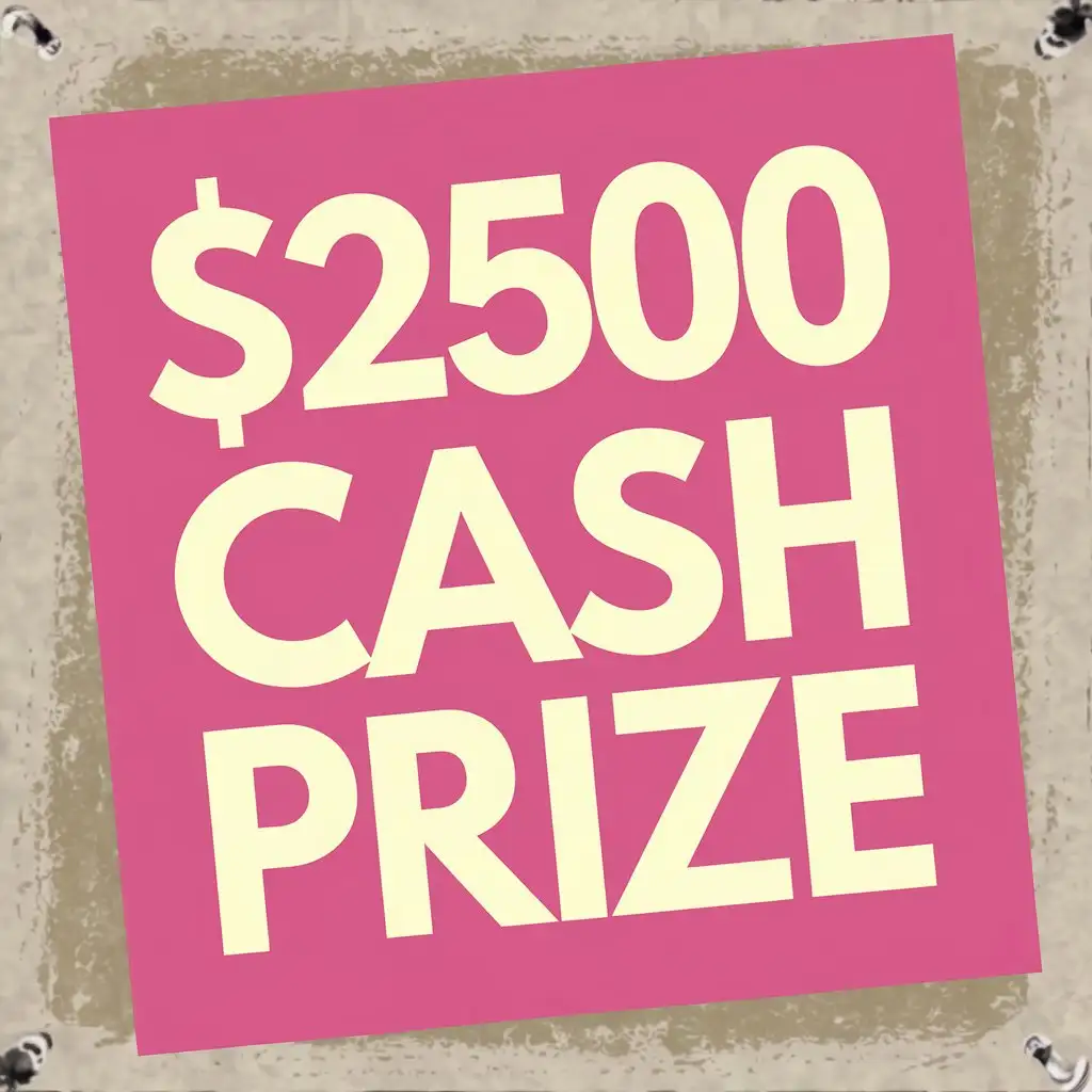 Cash Prize Announcement in Hot Pink Letters