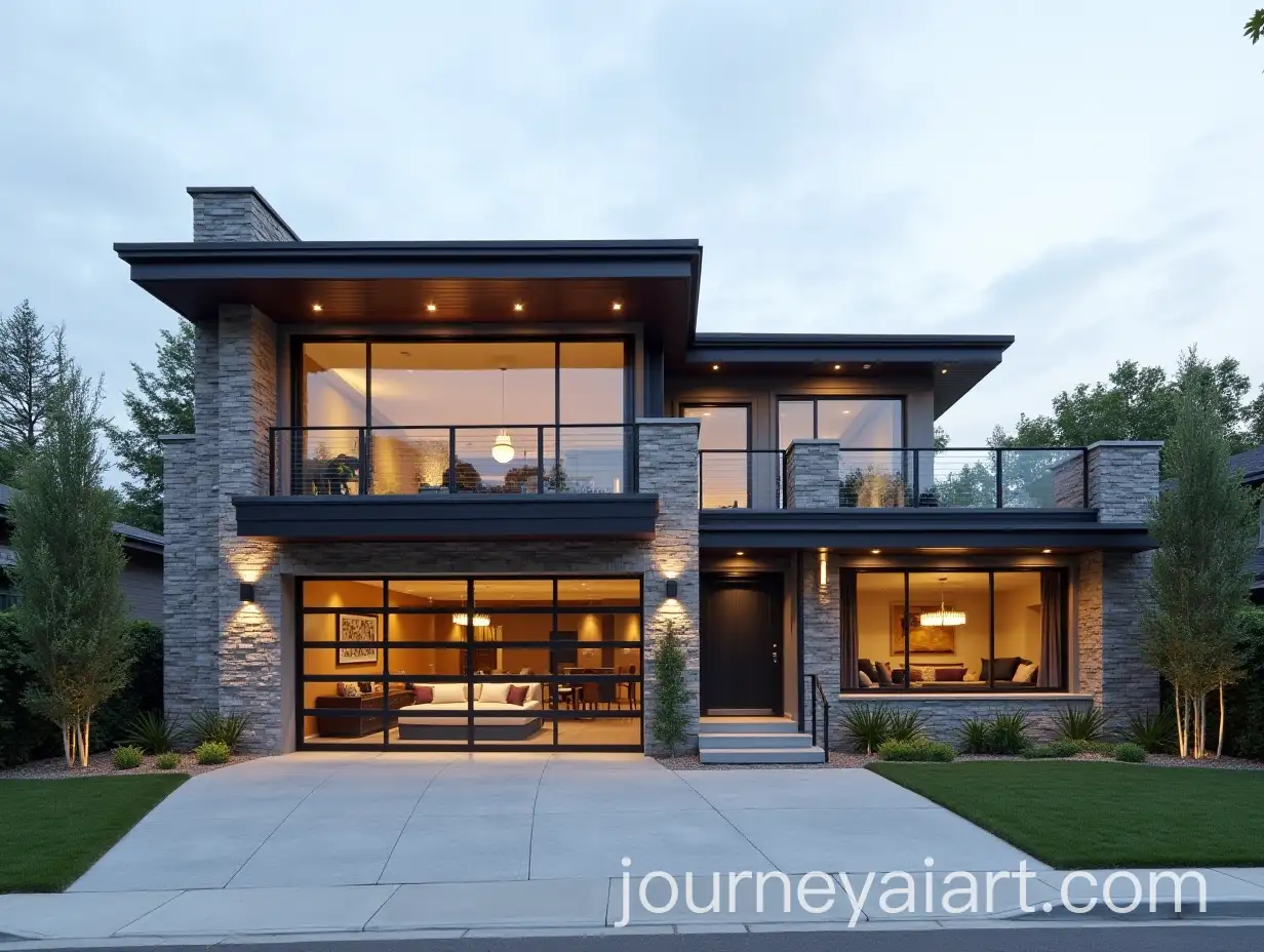 Modern-Stone-Clad-Ground-Floor-Facade-with-Double-Garage