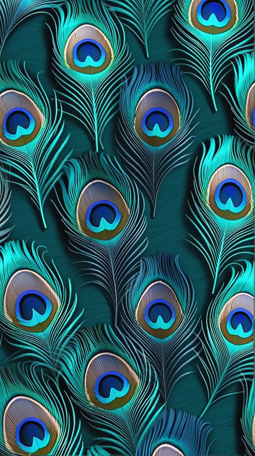 Teal Peacock Feather Pattern Background for Art and Design