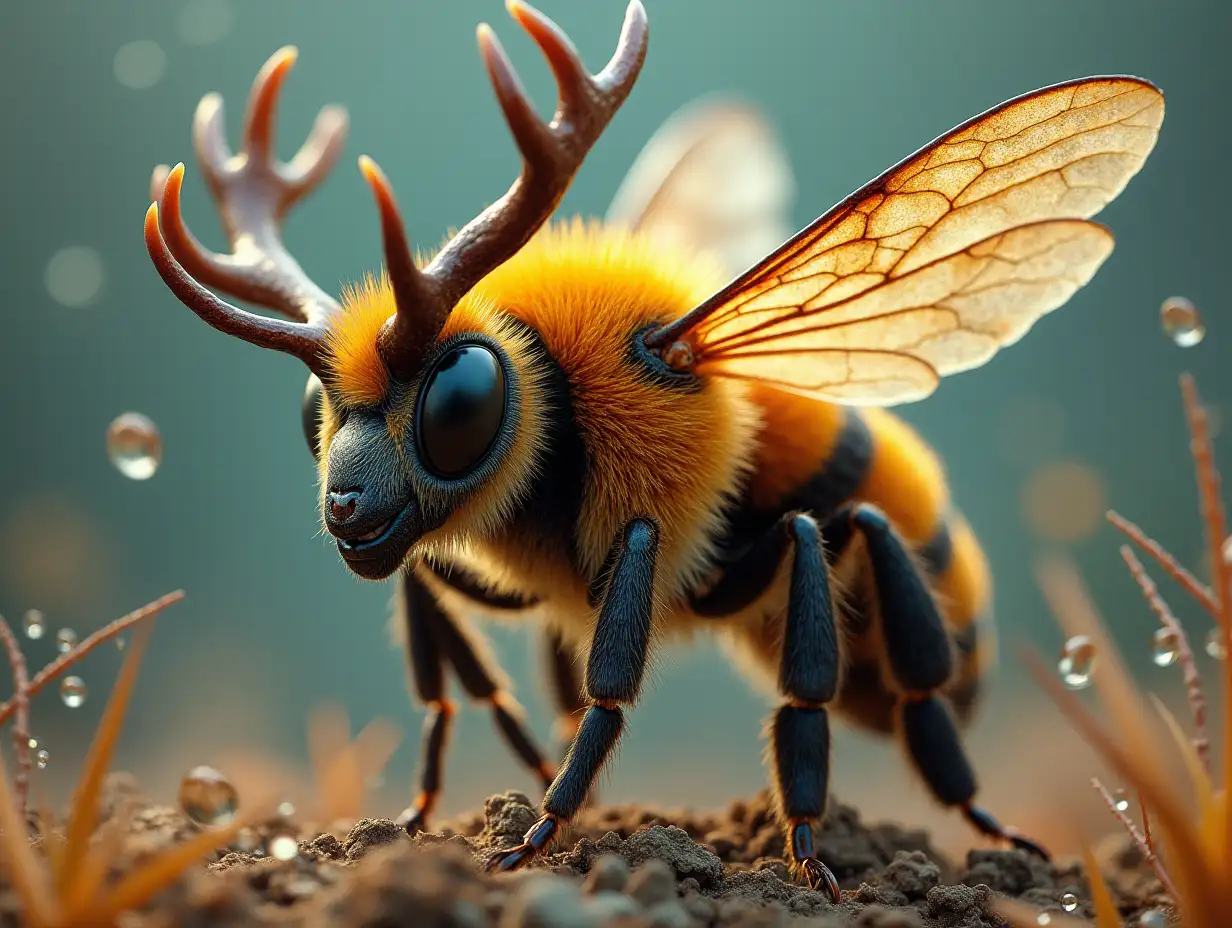 Create a Surreal World Bee with Elk Head