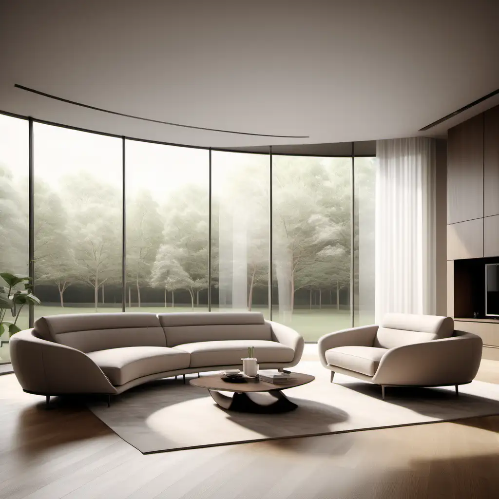 Modern 3Seater Sofa with Asymmetric Armrests in Open Concept Living Space