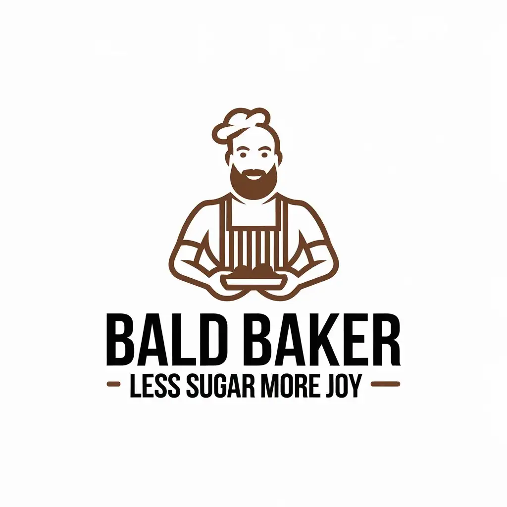 LOGO Design for Bald Baker Less Sugar More Joy Minimalist Beard and Fit Baker Theme for Restaurant Industry