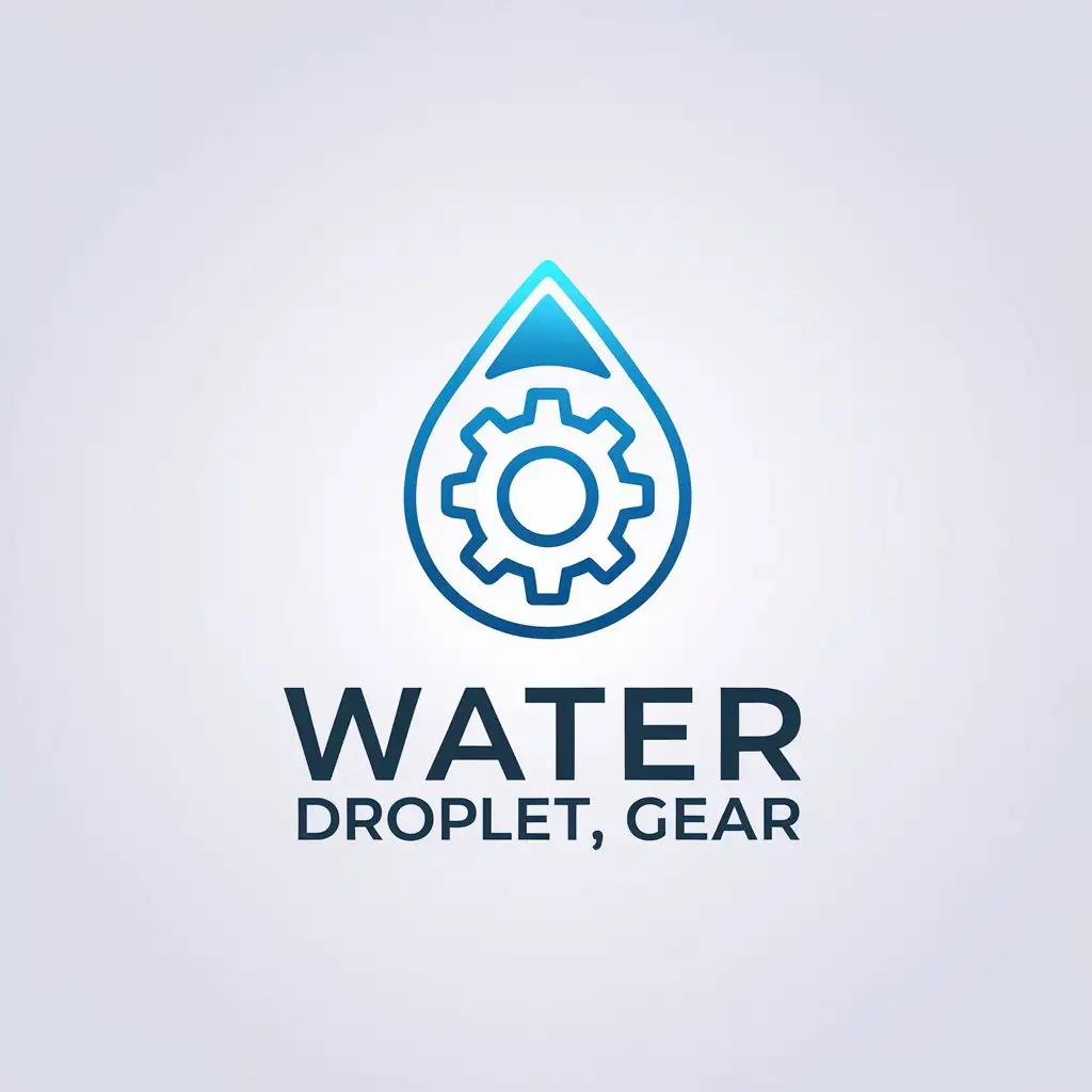 LOGO Design for Water Droplet Gear Minimalistic Vector for Technology Industry with Clear Background