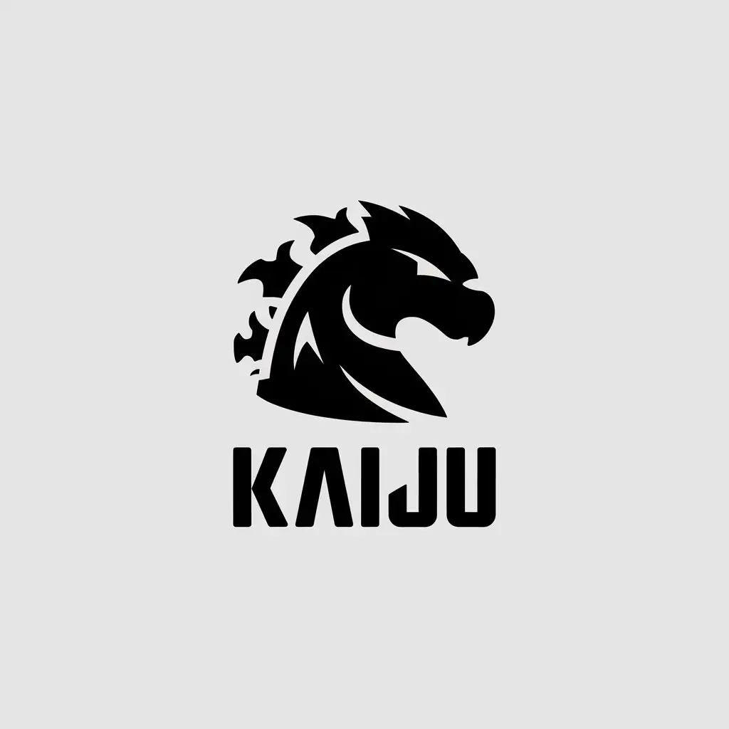 LOGO Design for Kaiju Godzilla Head Silhouette in Minimalistic Style for Sports Fitness