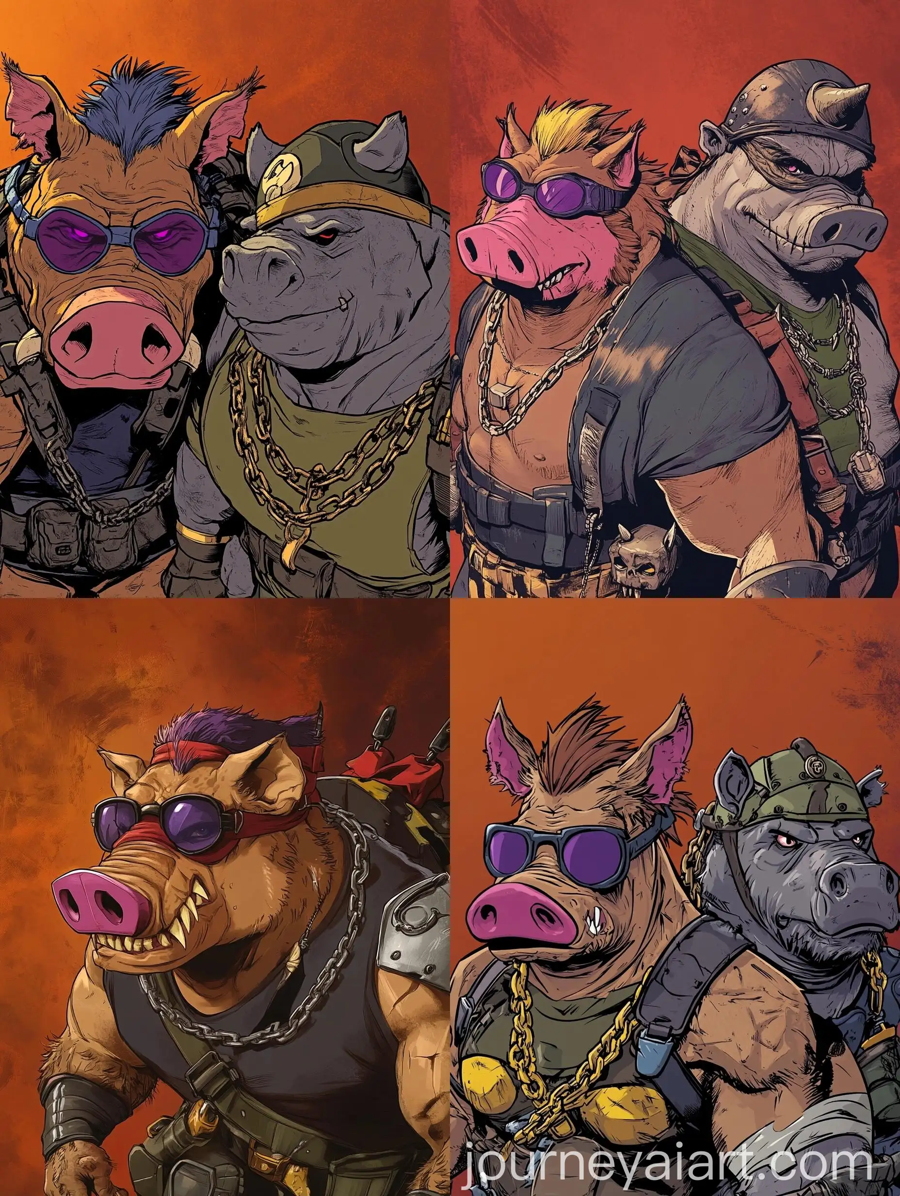 Mutant-Boar-and-Rhino-in-PostApocalyptic-Attire
