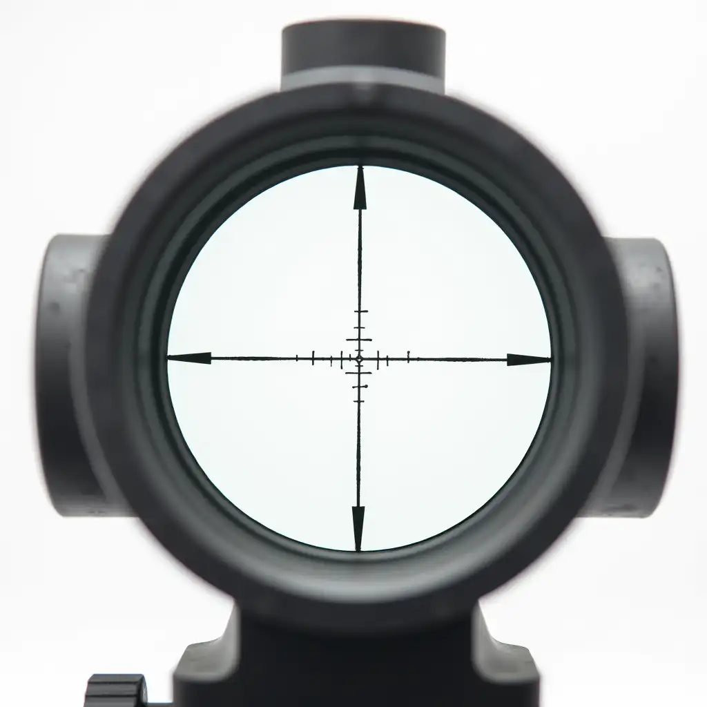 the crosshair of an optical sight, distance marks, white background