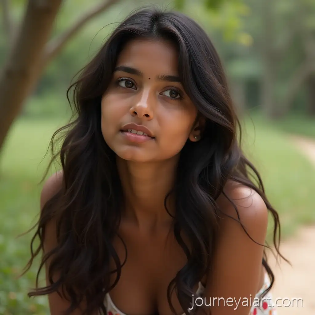Contemplative-South-AsianYoung-woman-in-sundress-Woman-in-Floral-Sundress