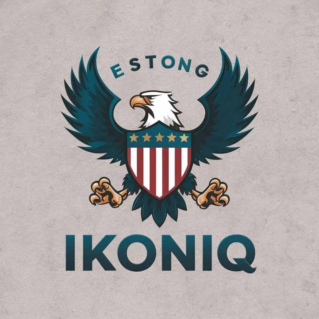 LOGO Design For IKONIQ Strong Eagle and American Shield in Red White Blue and Gold