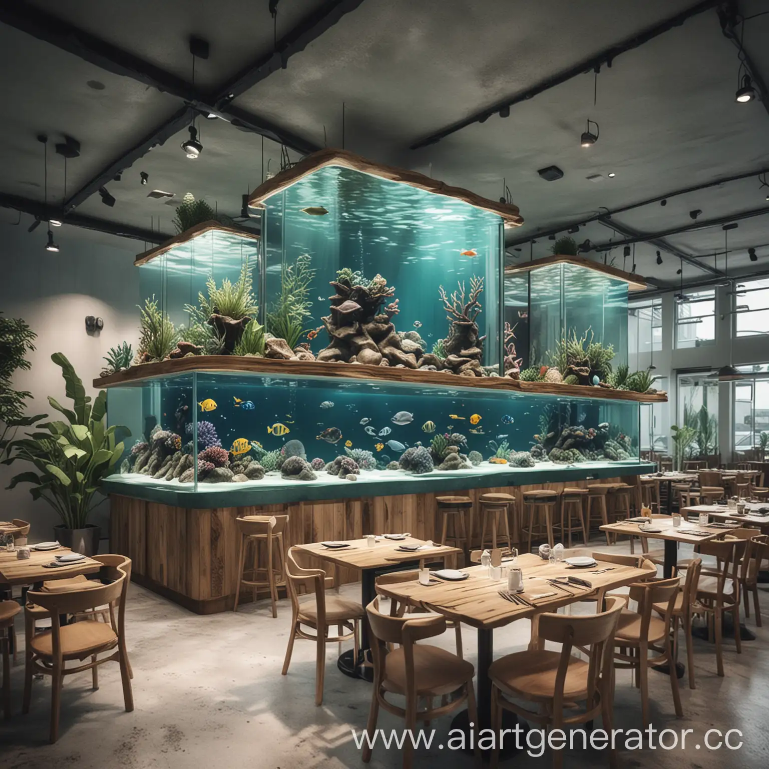 Sea-World-Cafe-with-Aquariums-and-Minimalist-Restaurant-Design