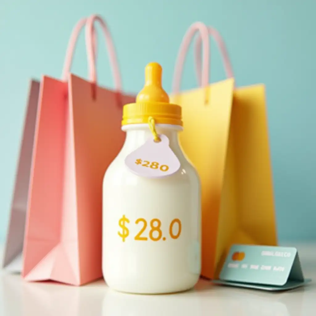 Baby-Milk-Bottle-with-Price-Tag-Shopping-Bags-and-Credit-Card-in-Vibrant-Colors