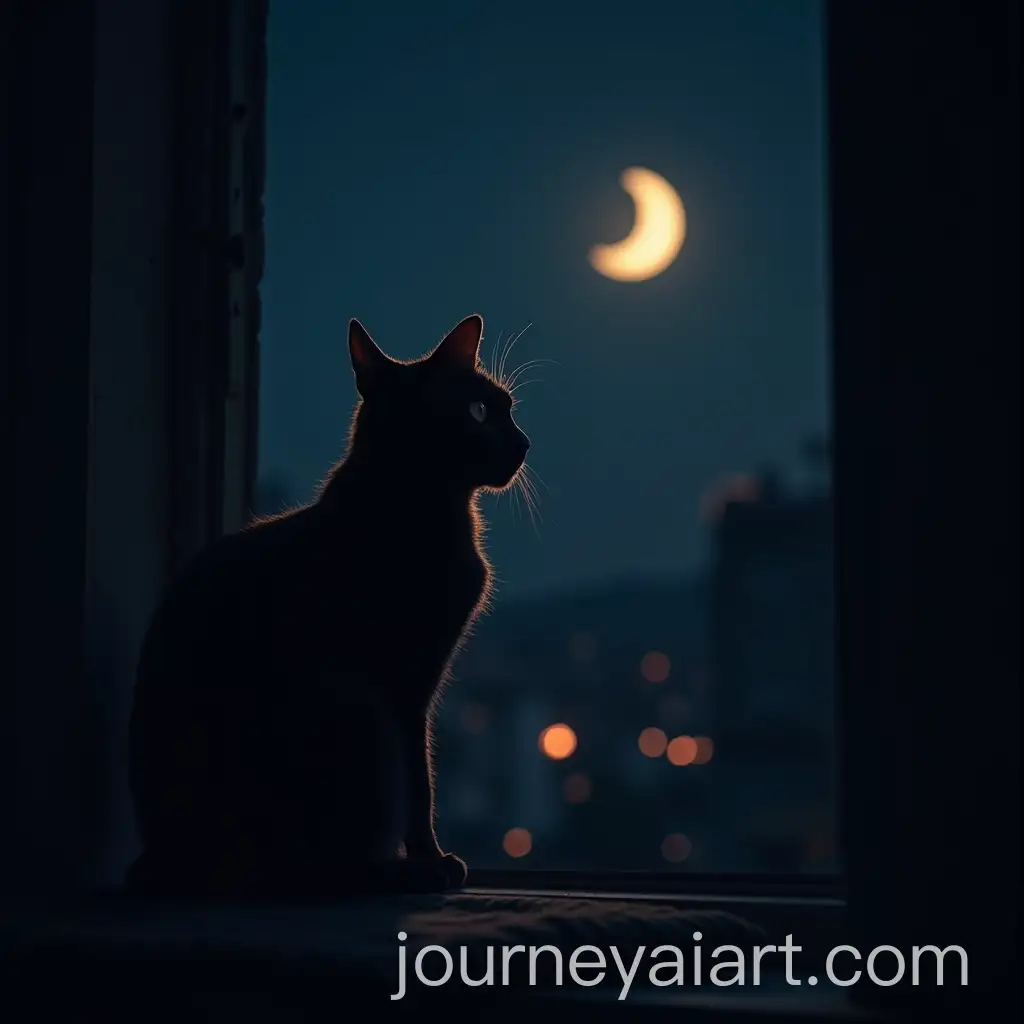 Night-Scene-with-Watching-Cat
