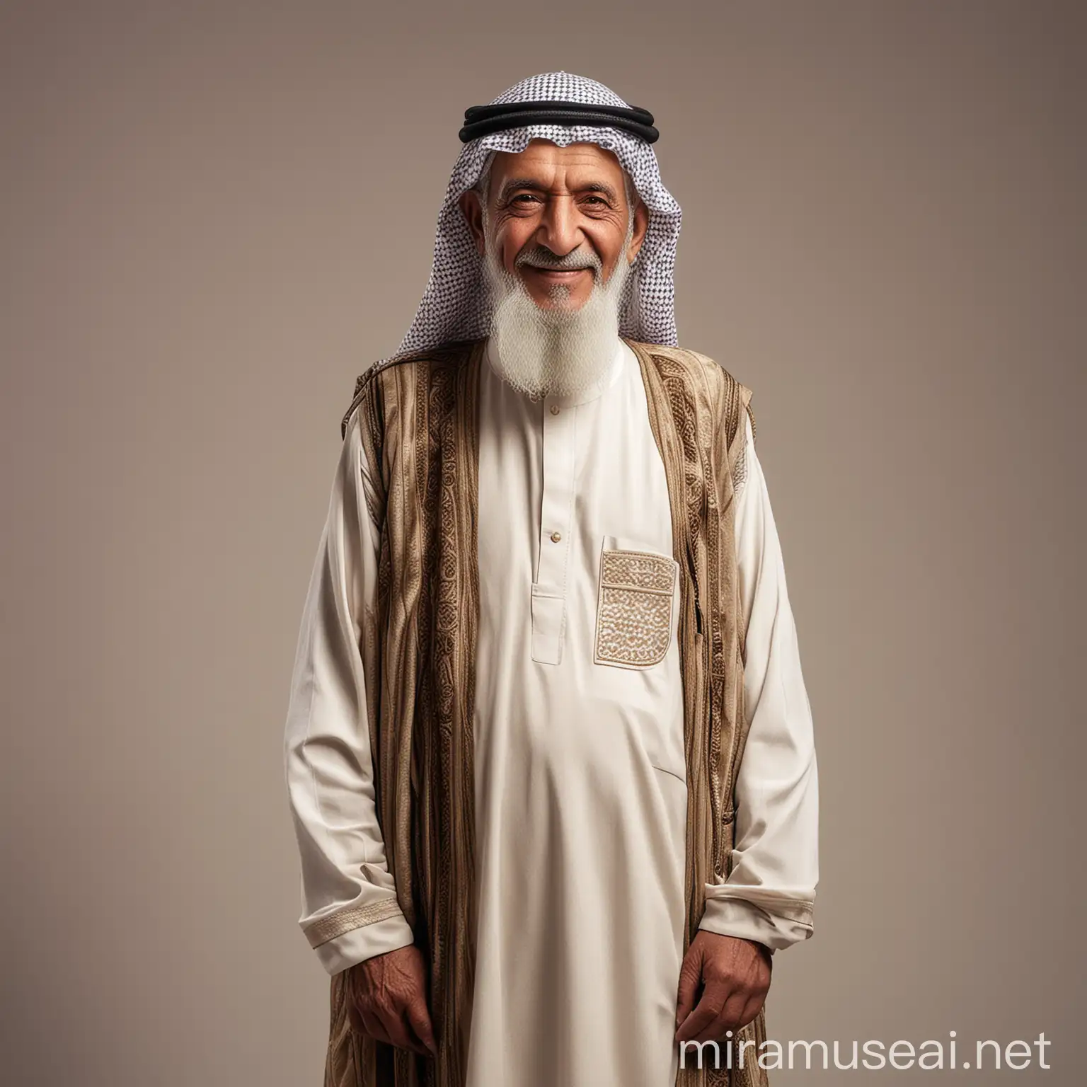 Elderly Saudi Arabian Man in Traditional Arabic Clothing