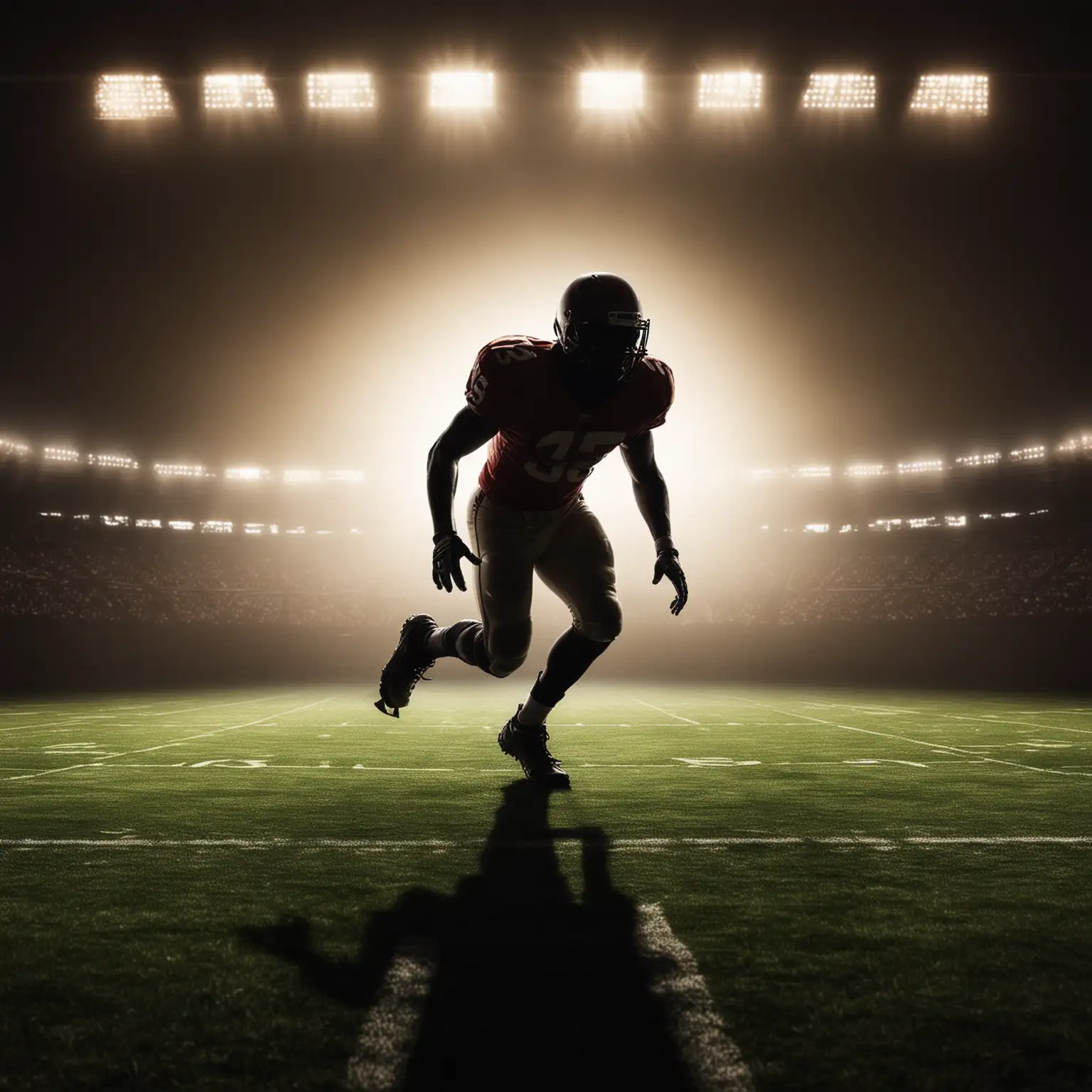 American Football Field with Silhouette of Player