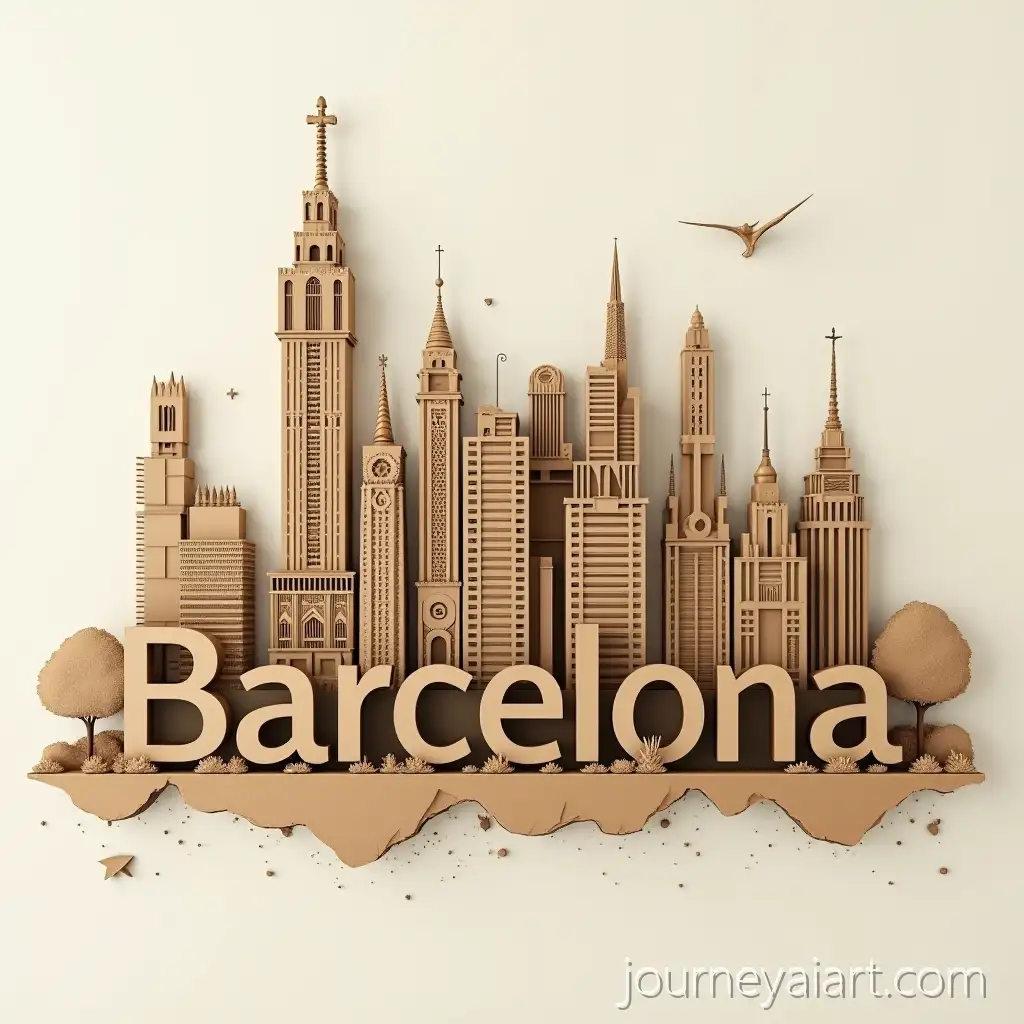 Iconic-Barcelona-Landmarks-Emerging-from-Broken-Cardboard-with-Barcelona-Displayed