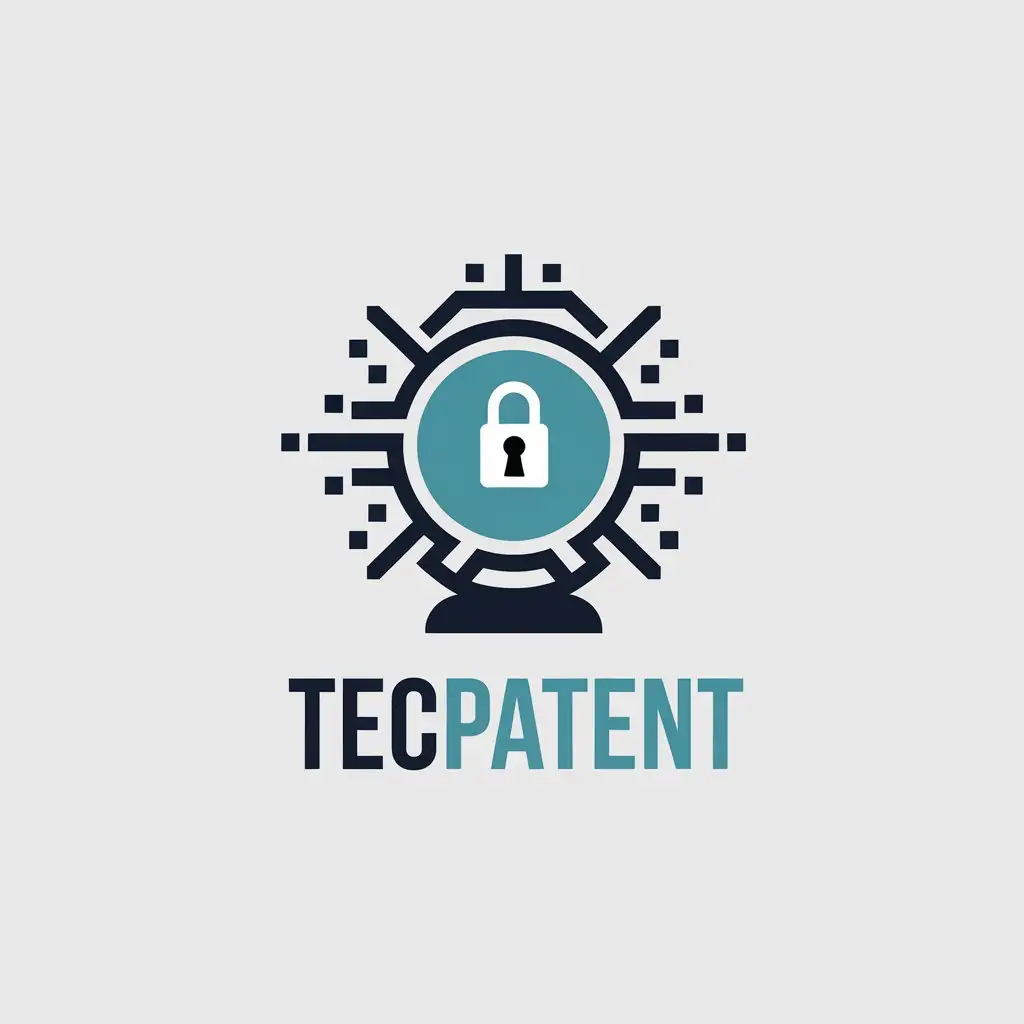 LOGO Design for TECPATENT Vector Style with Cryptolock Lamp Symbol and Clear Background