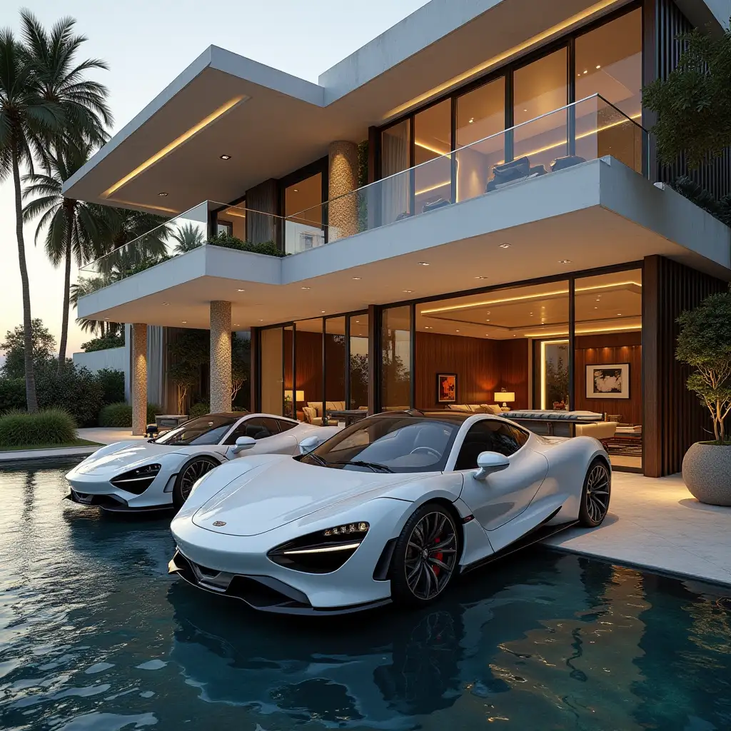 in my house there are many luxurious cars and some private jets