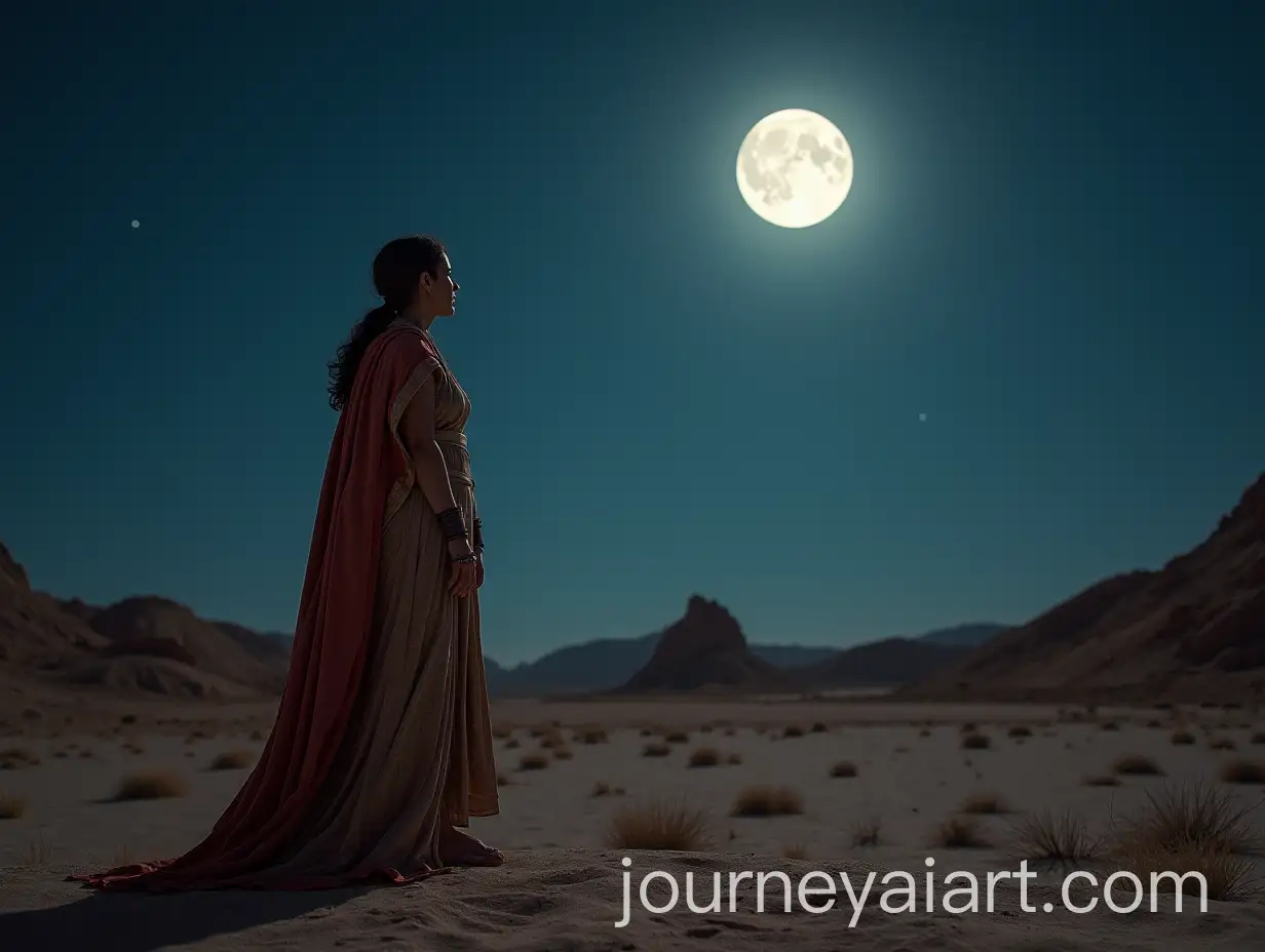 Ancient-Lover-Gazing-at-the-Moon-in-the-Desert-at-Night