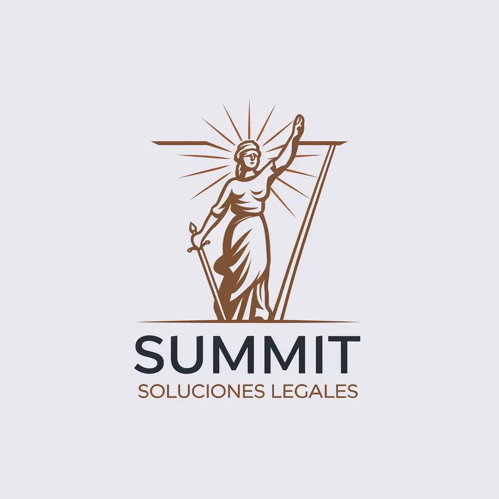 LOGO-Design-for-Summit-Soluciones-Legales-Goddess-of-Justice-with-Peak-Symbol-in-Minimalistic-Style